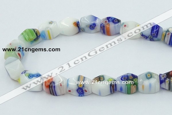 CLG536 16 inches 12*15mm faceted cuboid lampwork glass beads