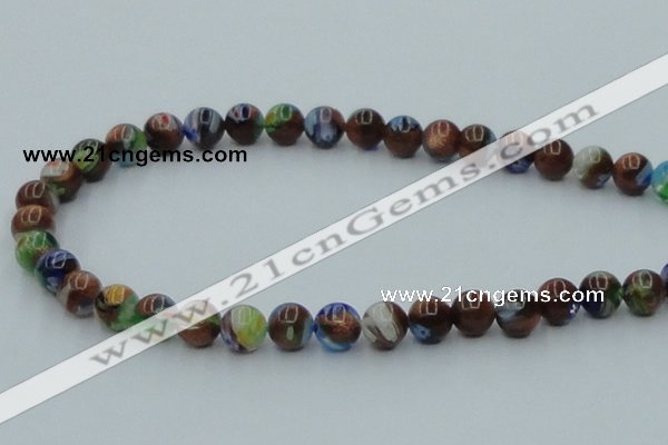 CLG540 16 inches 8mm round goldstone & lampwork glass beads