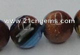 CLG542 16 inches 12mm round goldstone & lampwork glass beads