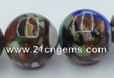 CLG543 16 inches 14mm round goldstone & lampwork glass beads