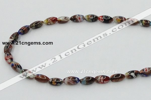 CLG544 16 inches 6*12mm rice goldstone & lampwork glass beads