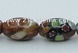 CLG546 16 inches 10*14mm rice goldstone & lampwork glass beads