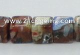 CLG549 16 inches 8*8mm cube goldstone & lampwork glass beads