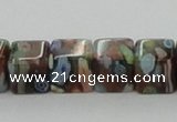 CLG550 16 inches 8*8mm cube goldstone & lampwork glass beads