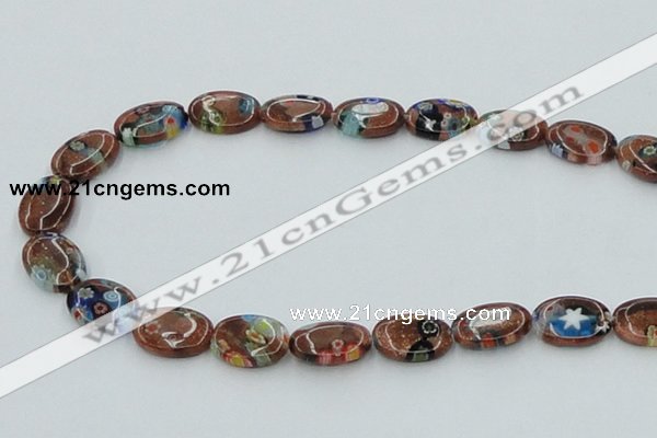 CLG553 16 inches 10*14mm oval goldstone & lampwork glass beads