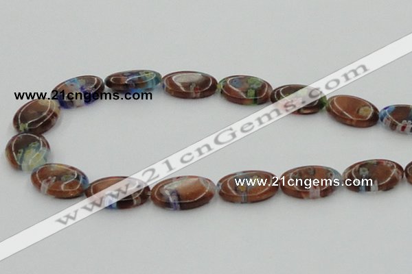 CLG554 16 inches 12*18mm oval goldstone & lampwork glass beads