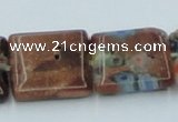 CLG556 16 inches 14*14mm square goldstone & lampwork glass beads