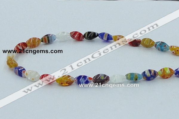 CLG576 16 inches 6*13mm twisted rice lampwork glass beads wholesale