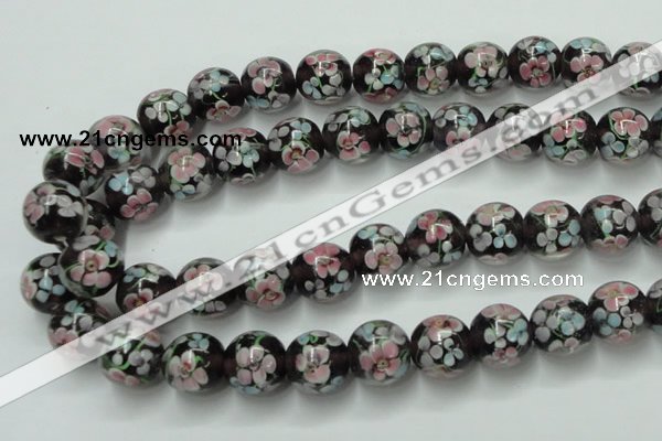 CLG765 15 inches 12mm round lampwork glass beads wholesale