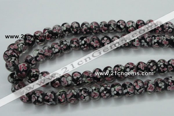 CLG766 14.5 inches 8*12mm rondelle lampwork glass beads wholesale