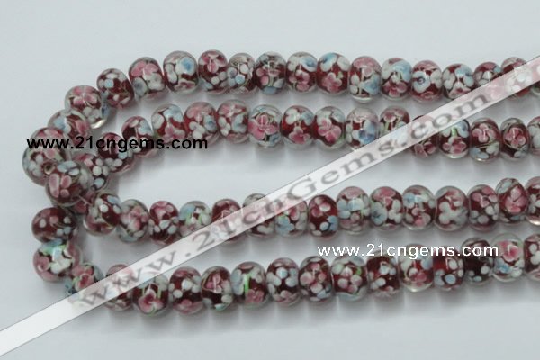 CLG767 14.5 inches 8*12mm rondelle lampwork glass beads wholesale