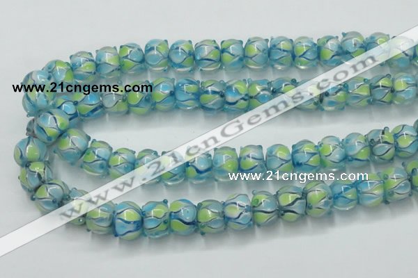 CLG779 14 inches 8*12mm rondelle lampwork glass beads wholesale