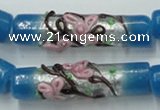 CLG786 15.5 inches 10*40mm cylinder lampwork glass beads wholesale