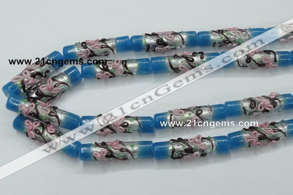 CLG786 15.5 inches 10*40mm cylinder lampwork glass beads wholesale