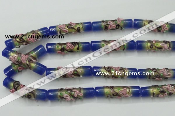 CLG787 15.5 inches 10*40mm cylinder lampwork glass beads wholesale