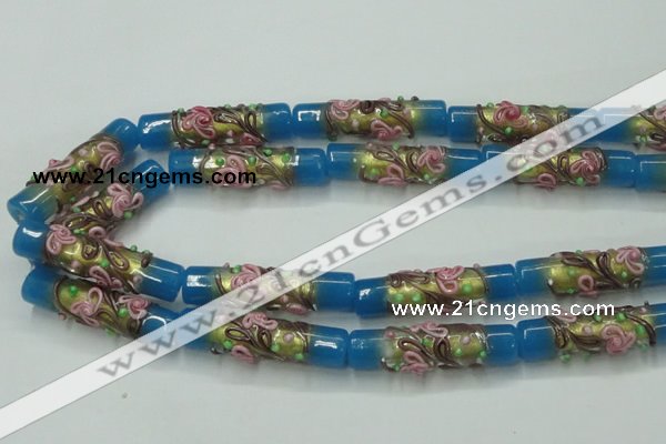 CLG788 15.5 inches 10*40mm cylinder lampwork glass beads wholesale