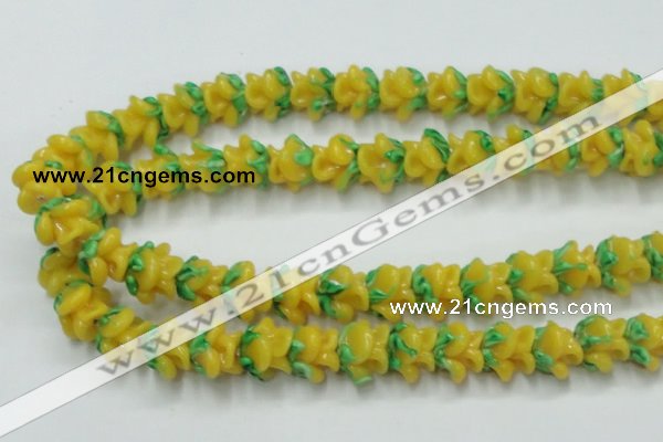 CLG793 15.5 inches 11*13mm rose lampwork glass beads wholesale