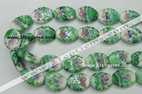 CLG798 15.5 inches 22*28mm oval lampwork glass beads wholesale