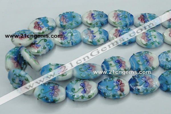 CLG799 15.5 inches 22*28mm oval lampwork glass beads wholesale