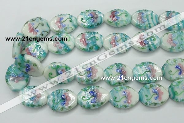 CLG800 15.5 inches 22*28mm oval lampwork glass beads wholesale