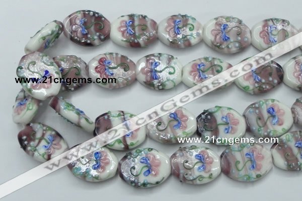 CLG801 15.5 inches 22*28mm oval lampwork glass beads wholesale