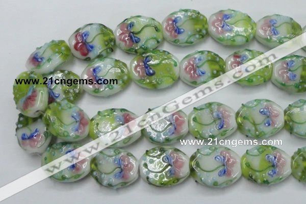 CLG803 15.5 inches 22*28mm oval lampwork glass beads wholesale