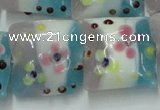 CLG809 15.5 inches 20*20mm square lampwork glass beads wholesale