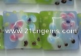 CLG811 15.5 inches 20*20mm square lampwork glass beads wholesale