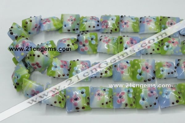 CLG811 15.5 inches 20*20mm square lampwork glass beads wholesale