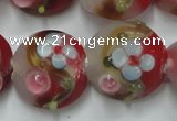 CLG812 15.5 inches 18mm flat round lampwork glass beads wholesale