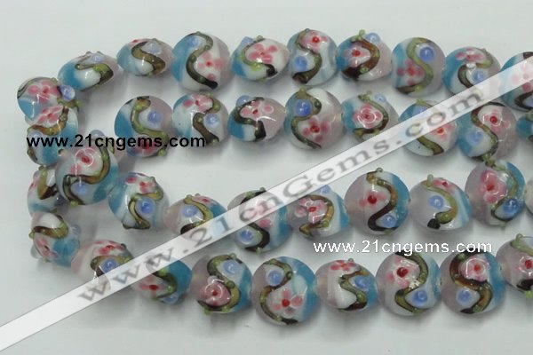 CLG813 15.5 inches 18mm flat round lampwork glass beads wholesale