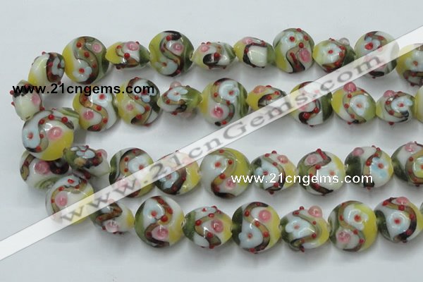 CLG814 15.5 inches 18mm flat round lampwork glass beads wholesale