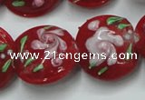 CLG815 15.5 inches 18mm flat round lampwork glass beads wholesale