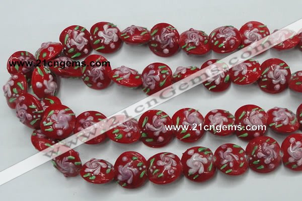 CLG815 15.5 inches 18mm flat round lampwork glass beads wholesale