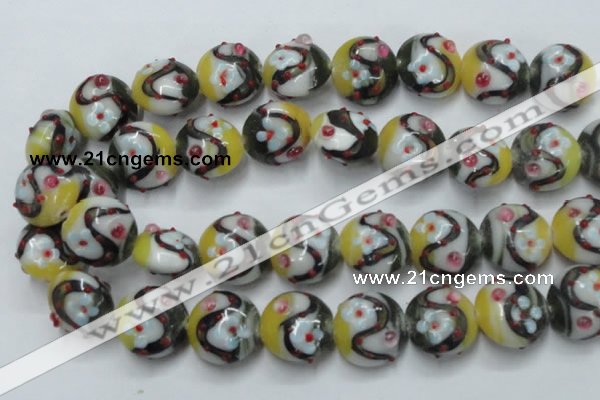 CLG816 15.5 inches 20mm flat round lampwork glass beads wholesale