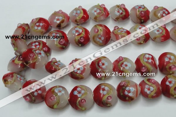 CLG817 15.5 inches 20mm flat round lampwork glass beads wholesale