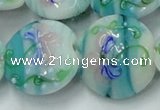 CLG819 15.5 inches 20mm flat round lampwork glass beads wholesale