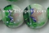 CLG821 15.5 inches 20mm flat round lampwork glass beads wholesale