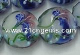 CLG822 15.5 inches 20mm flat round lampwork glass beads wholesale