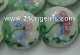 CLG823 15.5 inches 20mm flat round lampwork glass beads wholesale