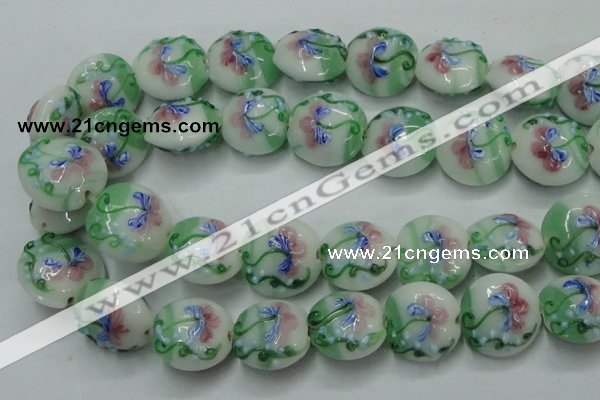 CLG823 15.5 inches 20mm flat round lampwork glass beads wholesale