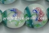 CLG824 15.5 inches 20mm flat round lampwork glass beads wholesale