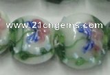 CLG825 15.5 inches 20mm flat round lampwork glass beads wholesale