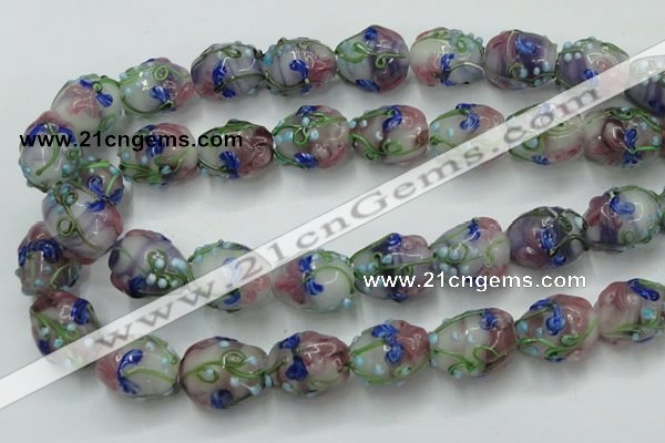 CLG827 15.5 inches 14*18mm pear lampwork glass beads wholesale