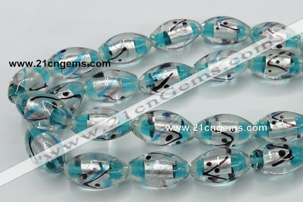 CLG857 15.5 inches 16*28mm rice lampwork glass beads wholesale