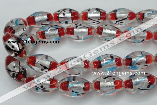 CLG858 15.5 inches 16*28mm rice lampwork glass beads wholesale