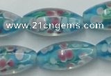 CLG866 15.5 inches 10*20mm rice lampwork glass beads wholesale