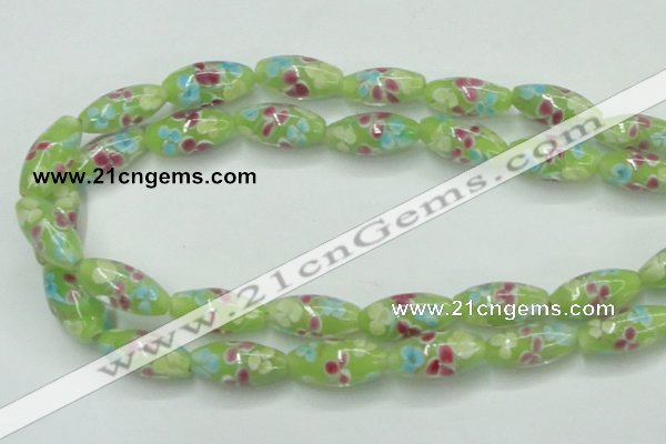 CLG867 15.5 inches 10*20mm rice lampwork glass beads wholesale