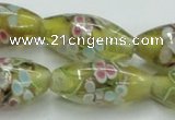 CLG868 15.5 inches 10*20mm rice lampwork glass beads wholesale