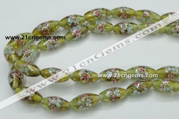 CLG868 15.5 inches 10*20mm rice lampwork glass beads wholesale